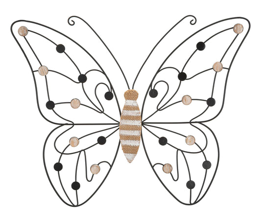 Wanddecoratie Iron/wood Wall Panel Butterfly 39,5×1,5×33,5 cm