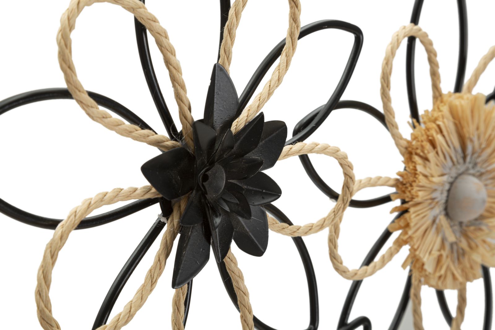 Wanddecoratie Iron/raffia Wall Panel Flow 60×4×35 cm