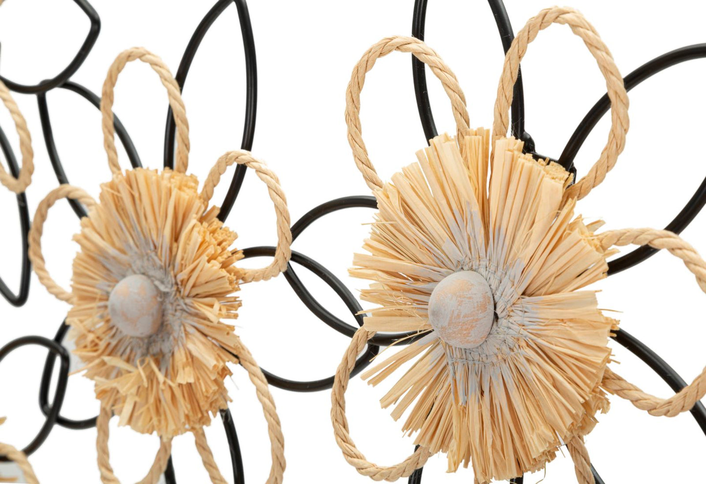Wanddecoratie Iron/raffia Wall Panel Flow 60×4×35 cm