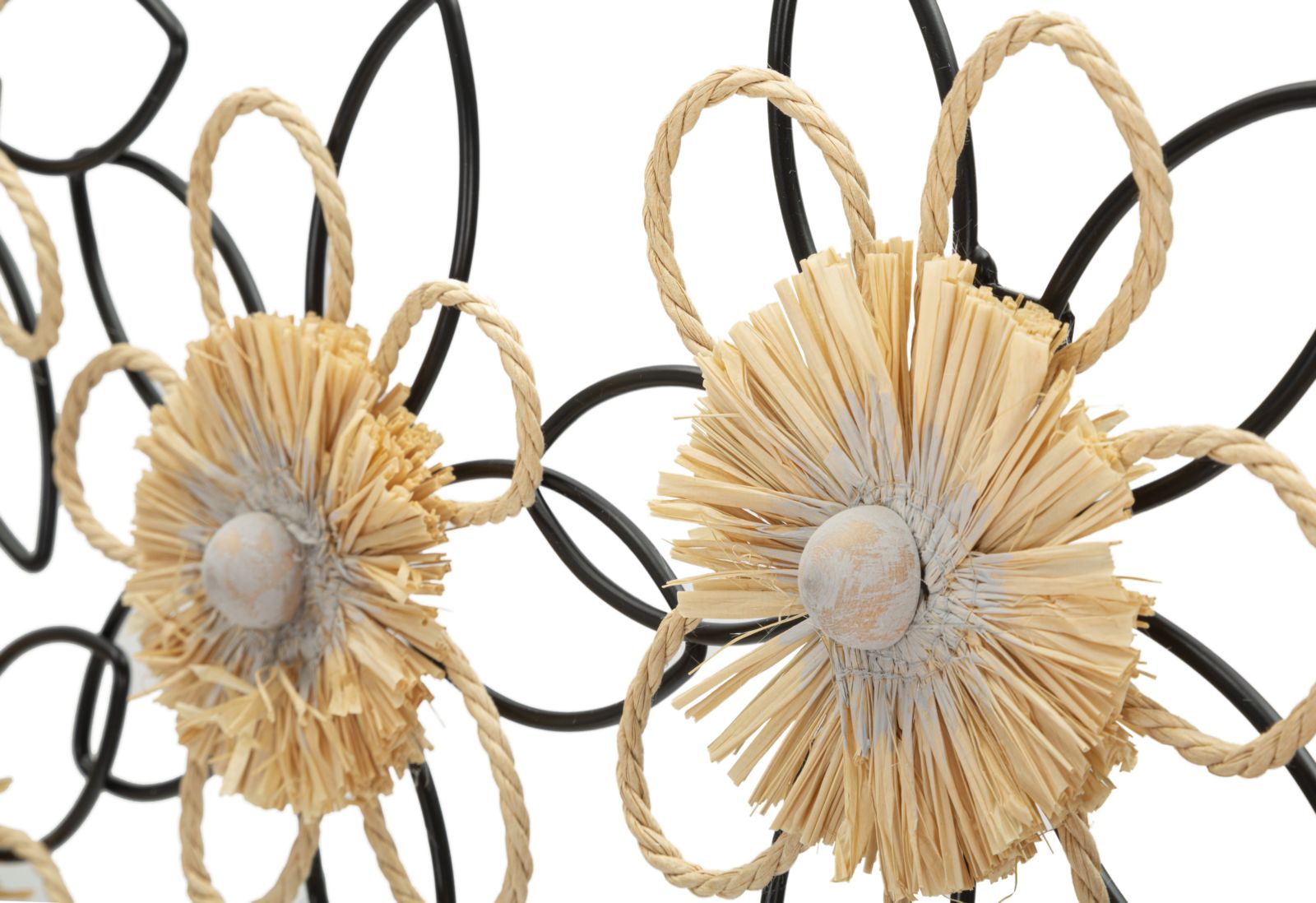 Wanddecoratie Iron/raffia Wall Panel Flow 60×4×35 cm