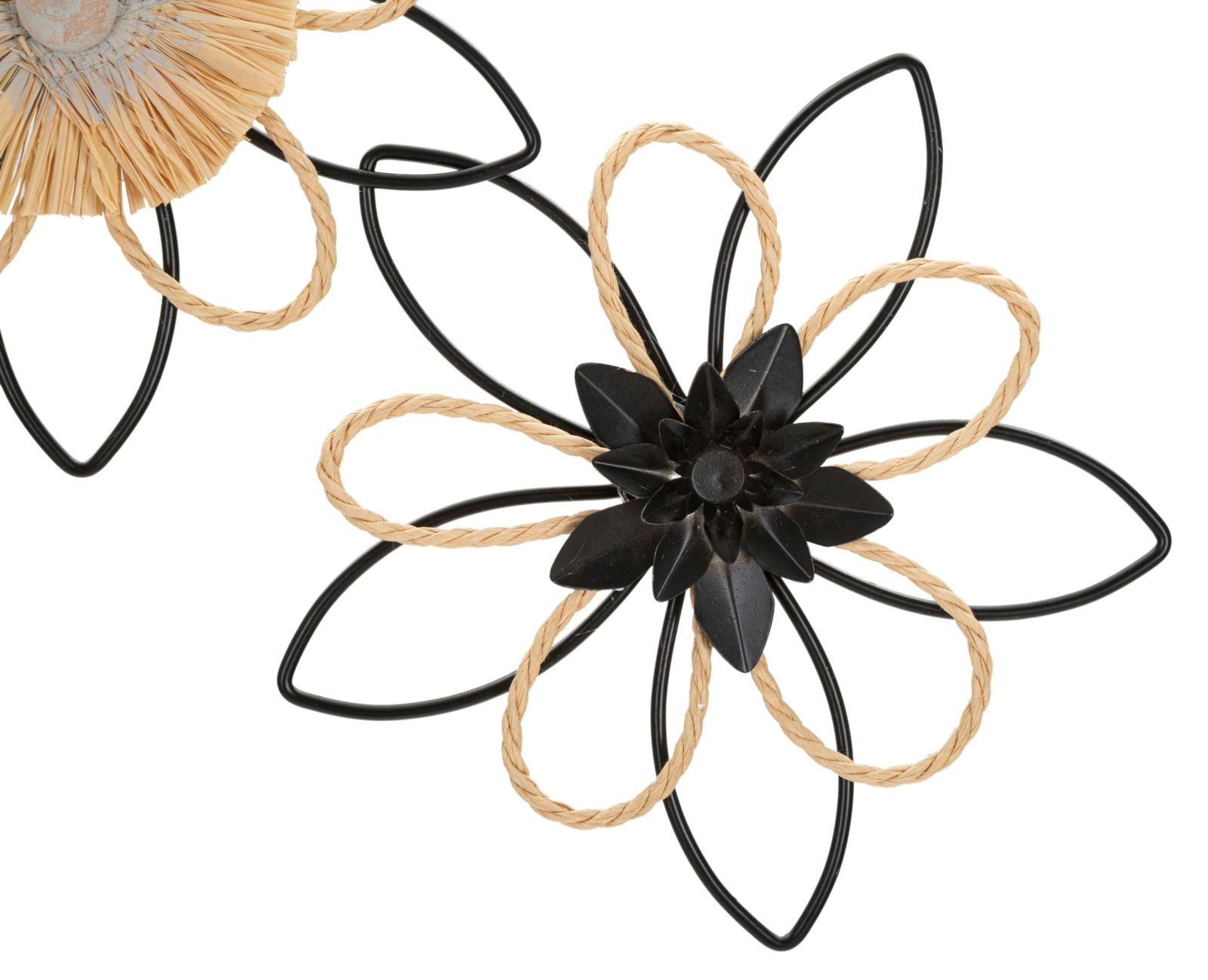Wanddecoratie Iron/raffia Wall Panel Flow 60×4×35 cm