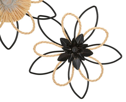 Wanddecoratie Iron/raffia Wall Panel Flow 60×4×35 cm