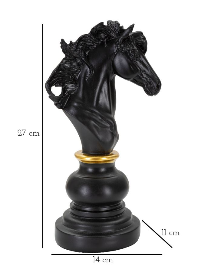 Decoratie Black & Gold Horse 14×11×27 cm