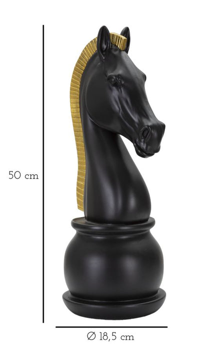 Decoratie Black & Gold Horse Ø 18,5×50 cm