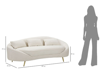 Bank 3 Seaters Oslo With Cushions Cream 185×84×68 cm