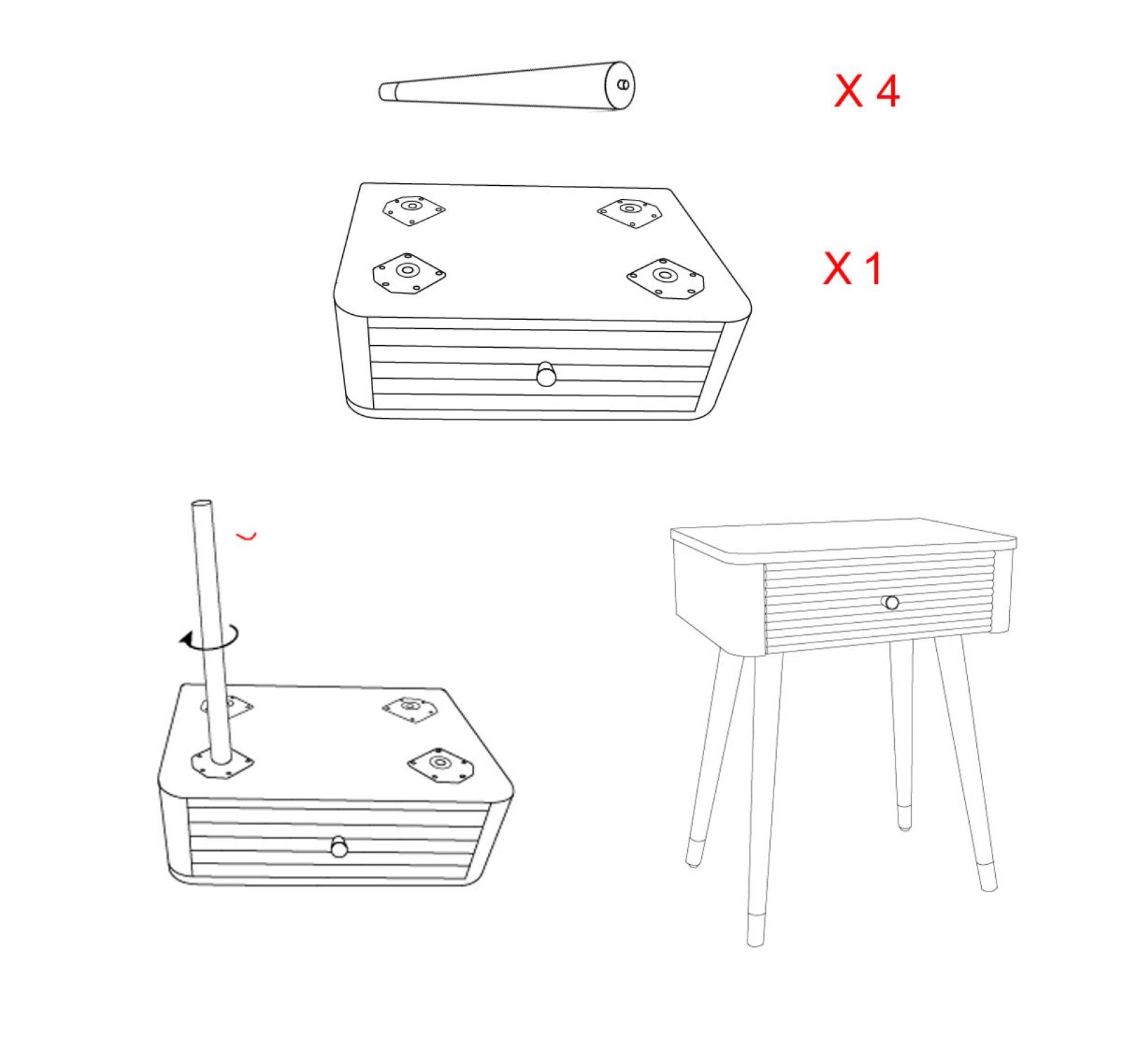 Nachtkastje Bed Side Matera 45×32×62 cm