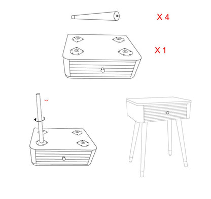 Nachtkastje Bed Side Matera 45×32×62 cm
