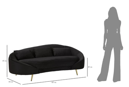 Bank 3 Seaters Oslo With Cushions Black 185×84×68 cm