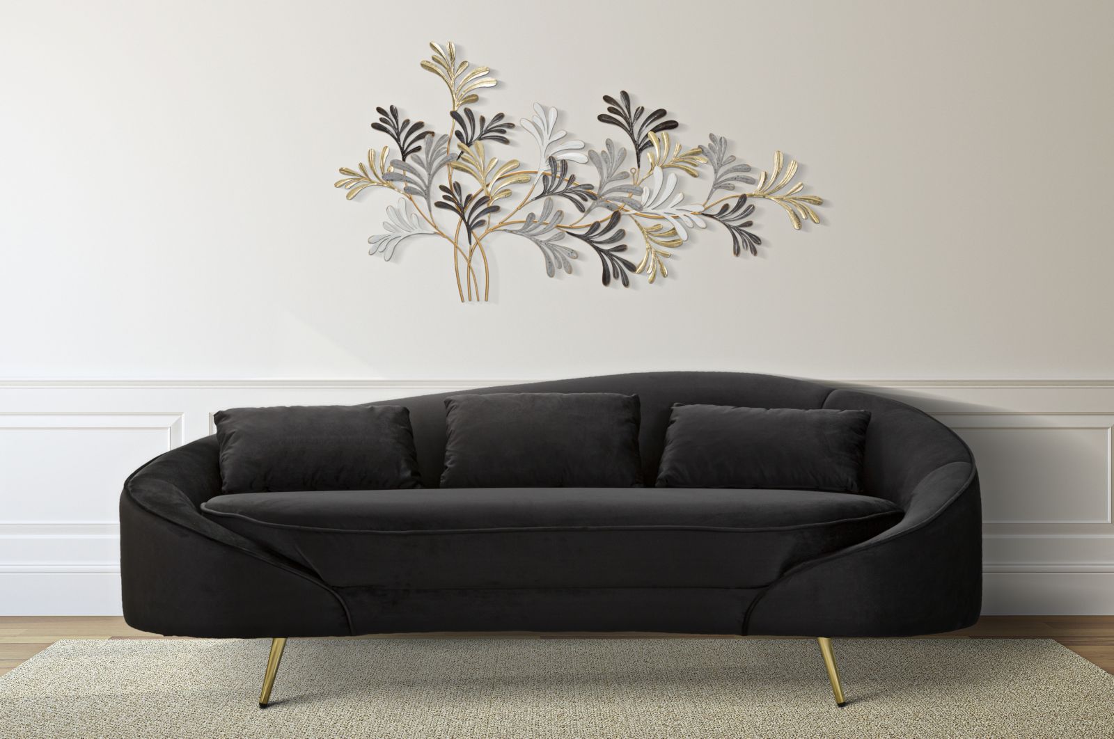 Bank 3 Seaters Oslo With Cushions Black 185×84×68 cm