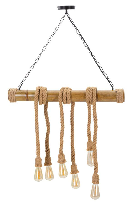 Plafondlamp Bamboo/rope 80×15×120 cm