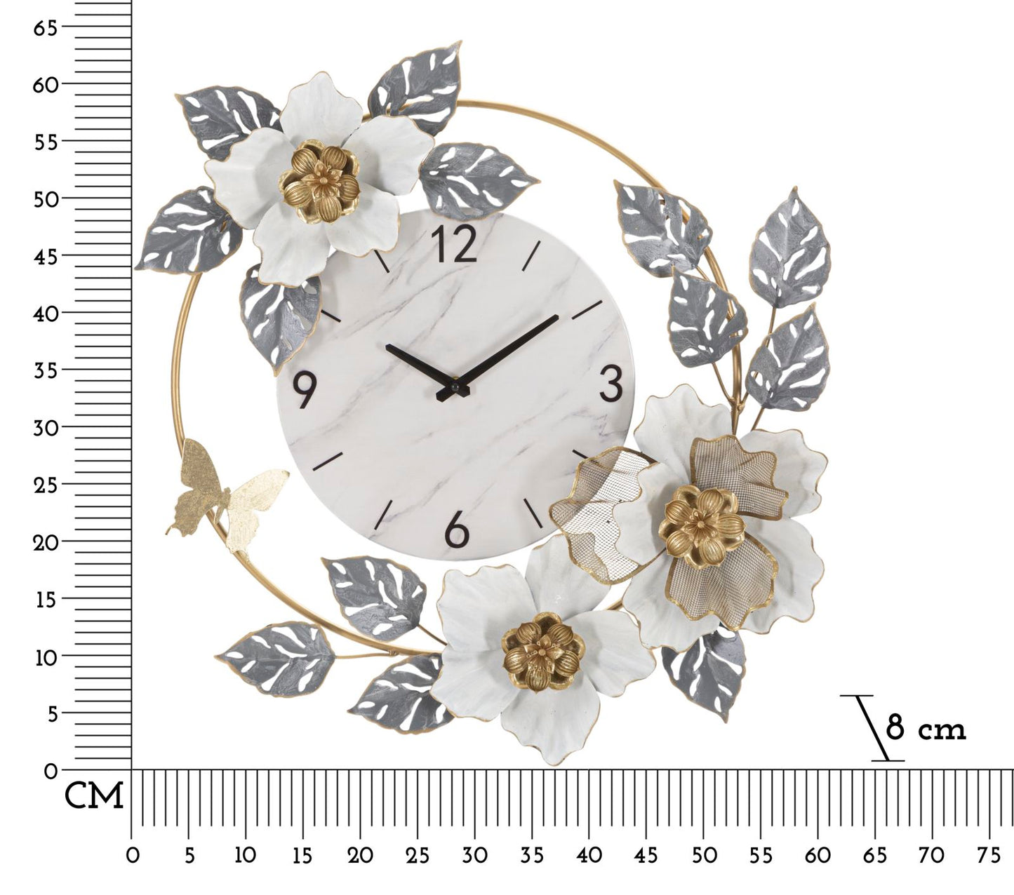 Wandklok Flowers 64×8×64 cm