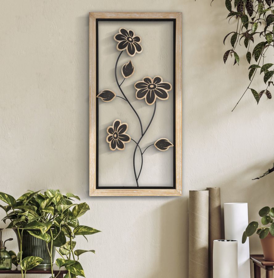 Wanddecoratie Iron/wood Wall Panel Girish -b- 30×2,5×60 cm