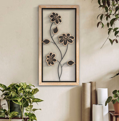 Wanddecoratie Iron/wood Wall Panel Girish -b- 30×2,5×60 cm