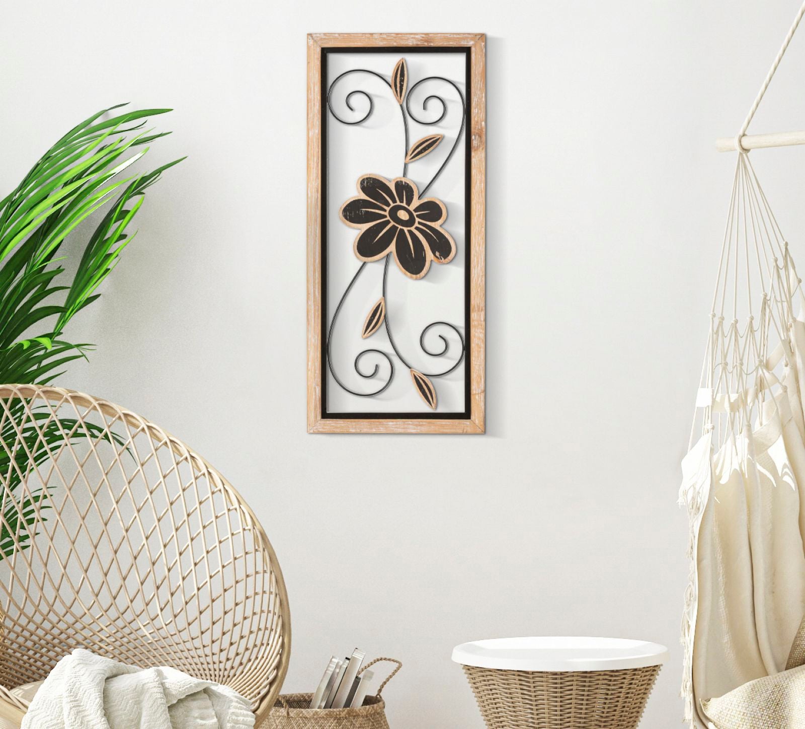 Wanddecoratie Iron/wood Wall Panel Koman -a- 26×2,5×60 cm