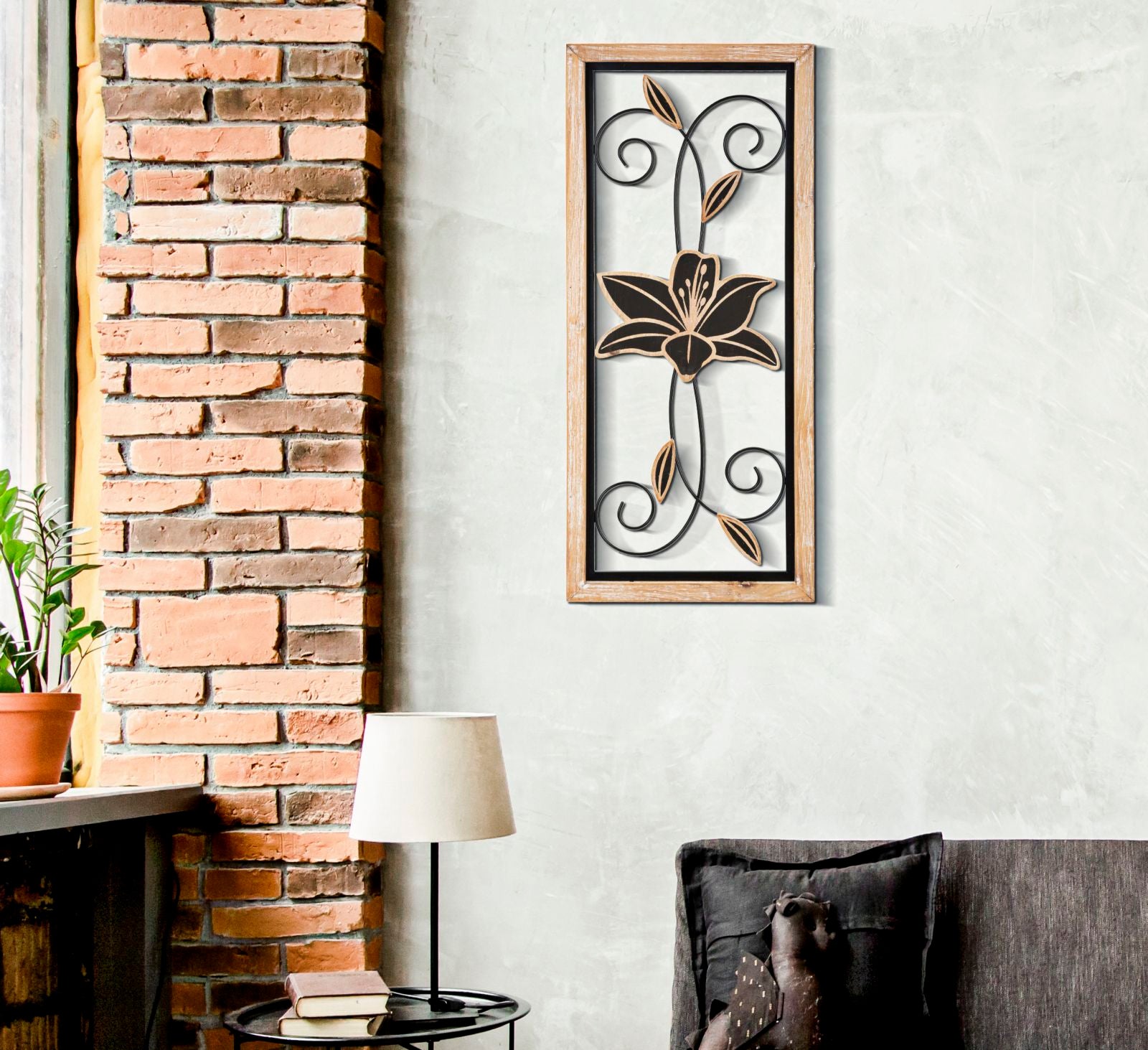 Wanddecoratie Iron/wood Wall Panel Koman -b- 26×2,5×60 cm