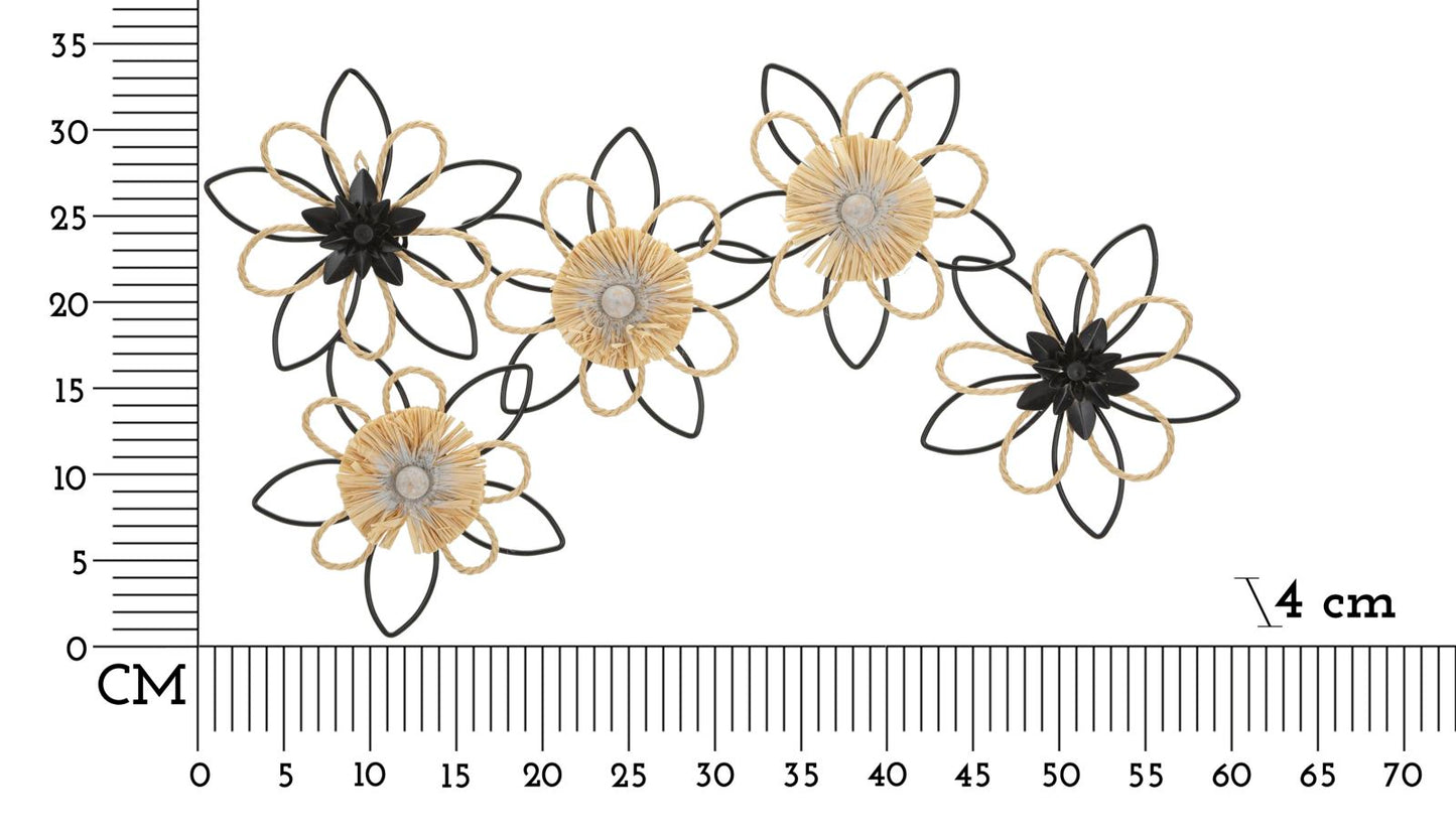 Wanddecoratie Iron/raffia Wall Panel Flow 60×4×35 cm