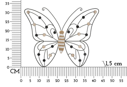 Wanddecoratie Iron/wood Wall Panel Butterfly 39,5×1,5×33,5 cm