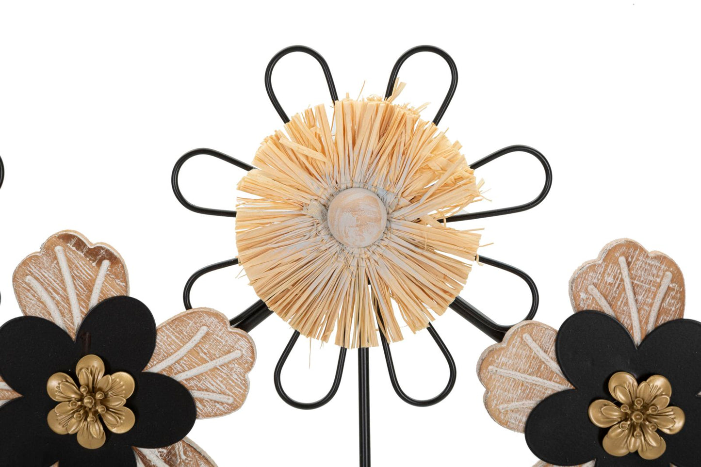 Kapstok Hanger Iron,wood & Raffia 61×5,5×30,5 cm