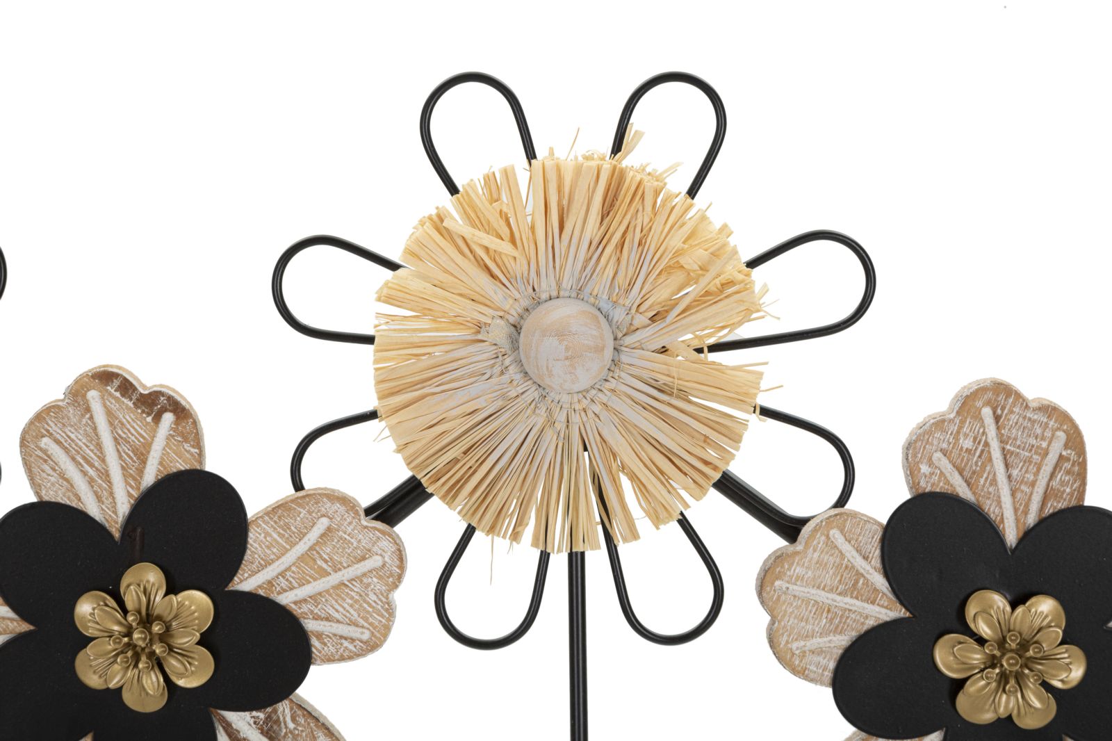 Kapstok Hanger Iron,wood & Raffia 61×5,5×30,5 cm