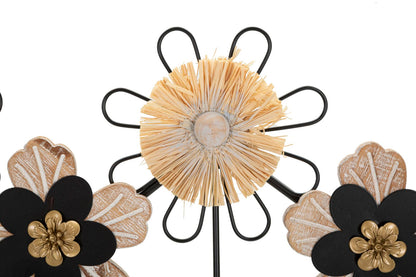 Kapstok Hanger Iron,wood & Raffia 61×5,5×30,5 cm