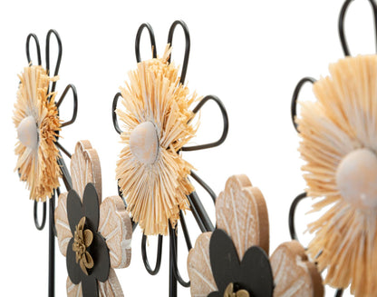 Kapstok Hanger Iron,wood & Raffia 61×5,5×30,5 cm