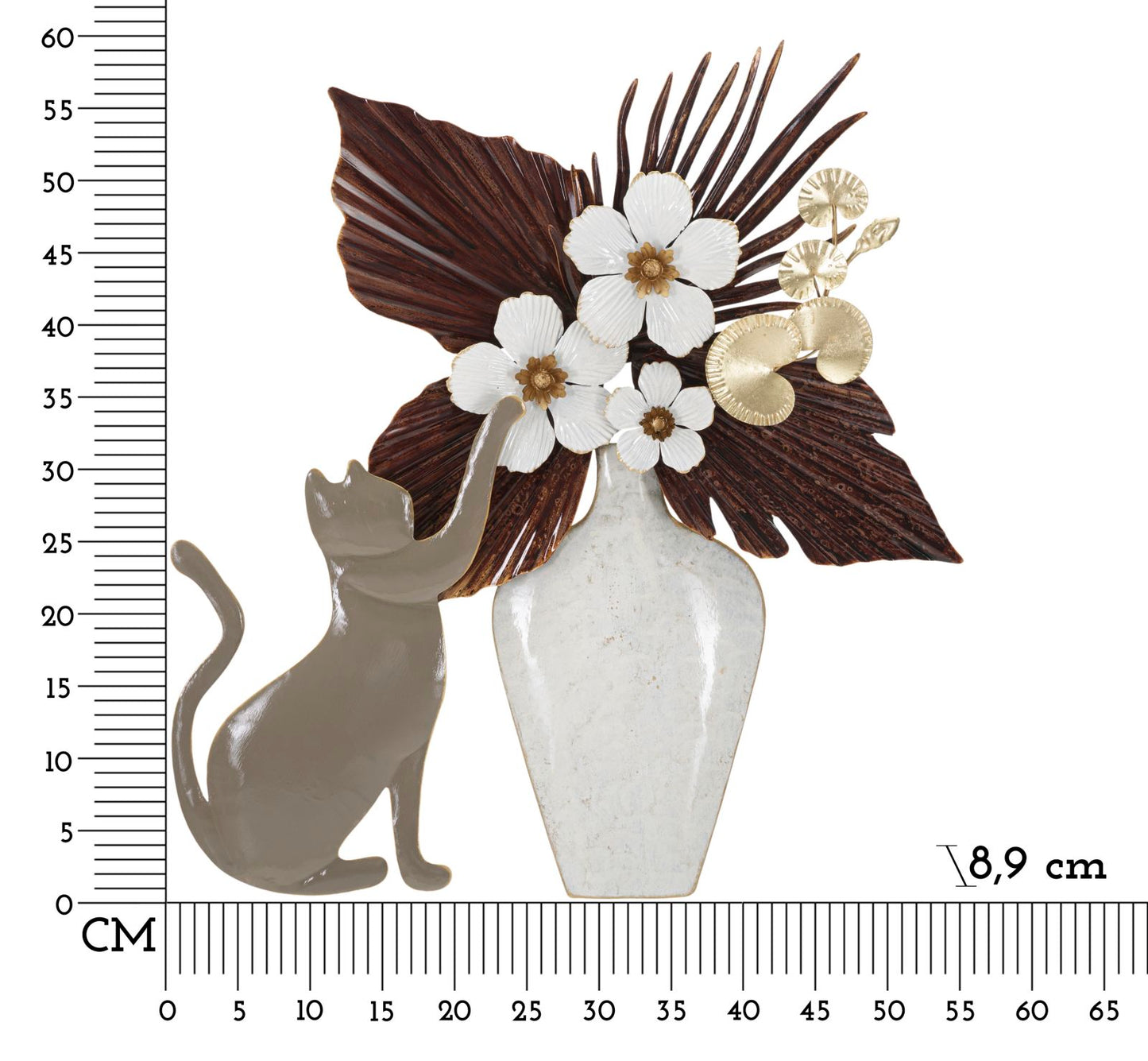 Wanddecoratie Cat 54,6×8,9×59,7 cm
