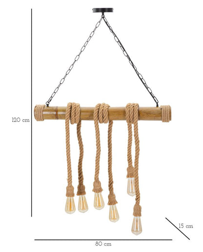 Plafondlamp Bamboo/rope 80×15×120 cm