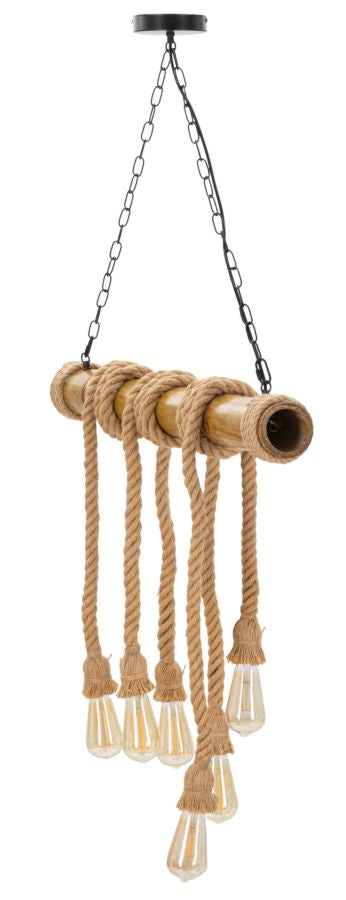 Plafondlamp Bamboo/rope 80×15×120 cm