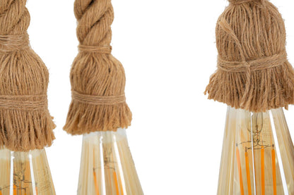 Plafondlamp Bamboo/rope 80×15×120 cm