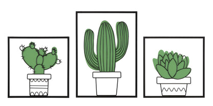 Wandpaneel Cactus Set 3 Pcs 33x1,3x46,5-33x1,3x33