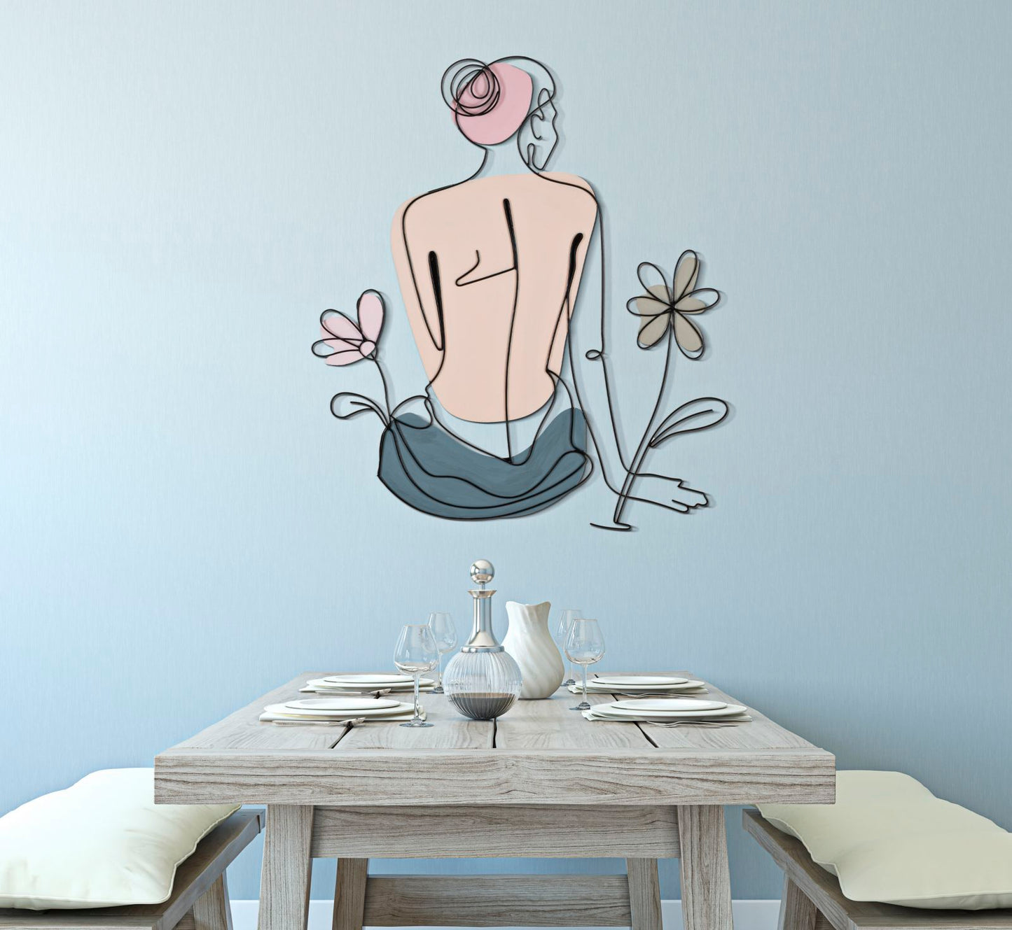 Wandpaneel Lady W/flower 80×1,3×90 cm