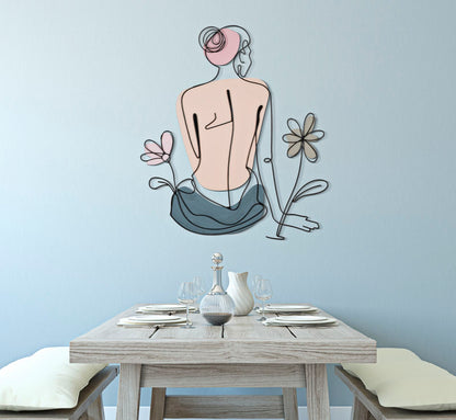 Wandpaneel Lady W/flower 80×1,3×90 cm