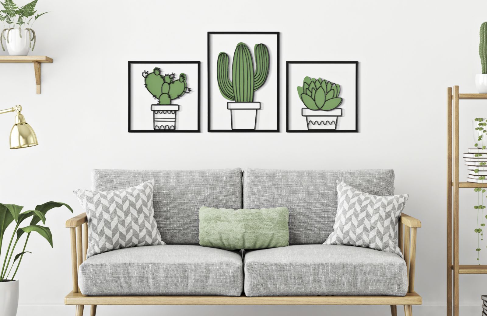 Wandpaneel Cactus Set 3 Pcs 33x1,3x46,5-33x1,3x33