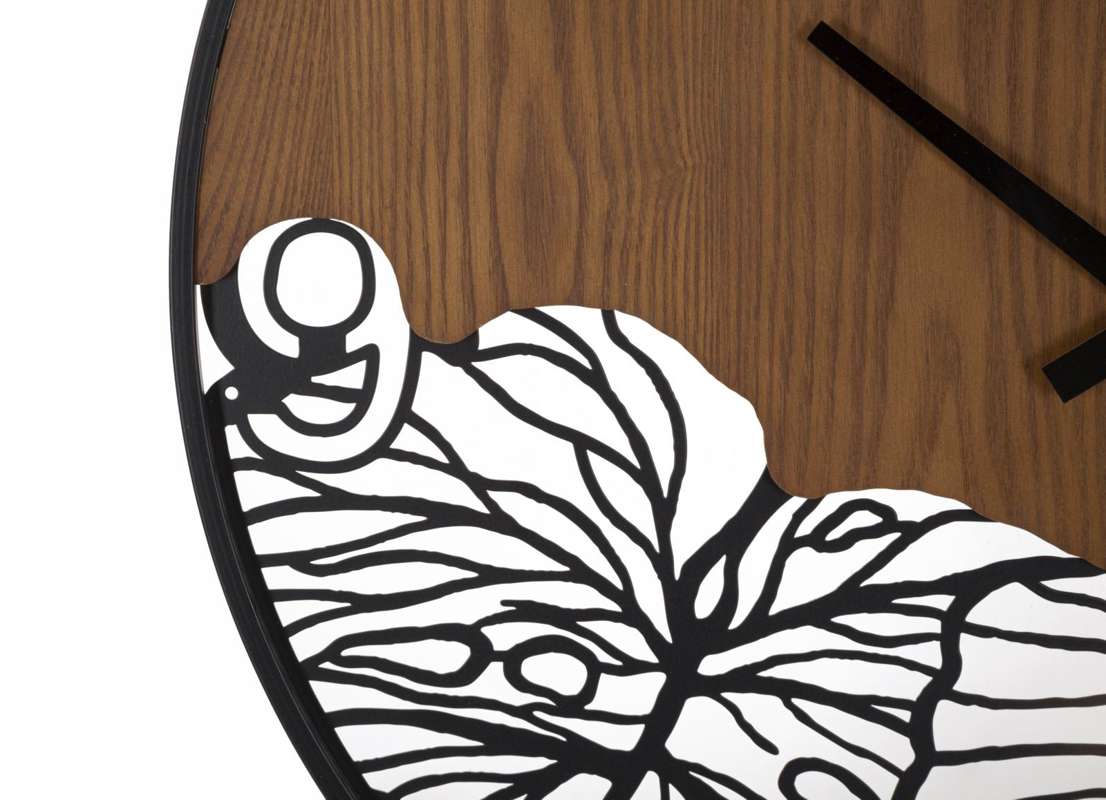 Wandklok Wood/leaf Ø 60×2 cm