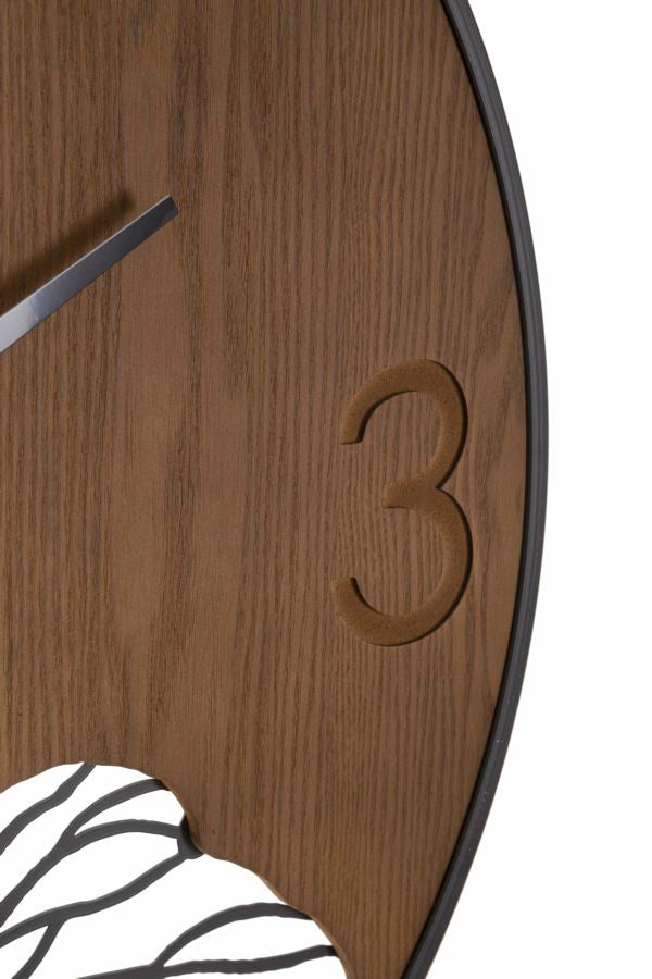 Wandklok Wood/leaf Ø 60×2 cm