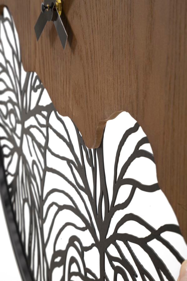Wandklok Wood/leaf Ø 60×2 cm