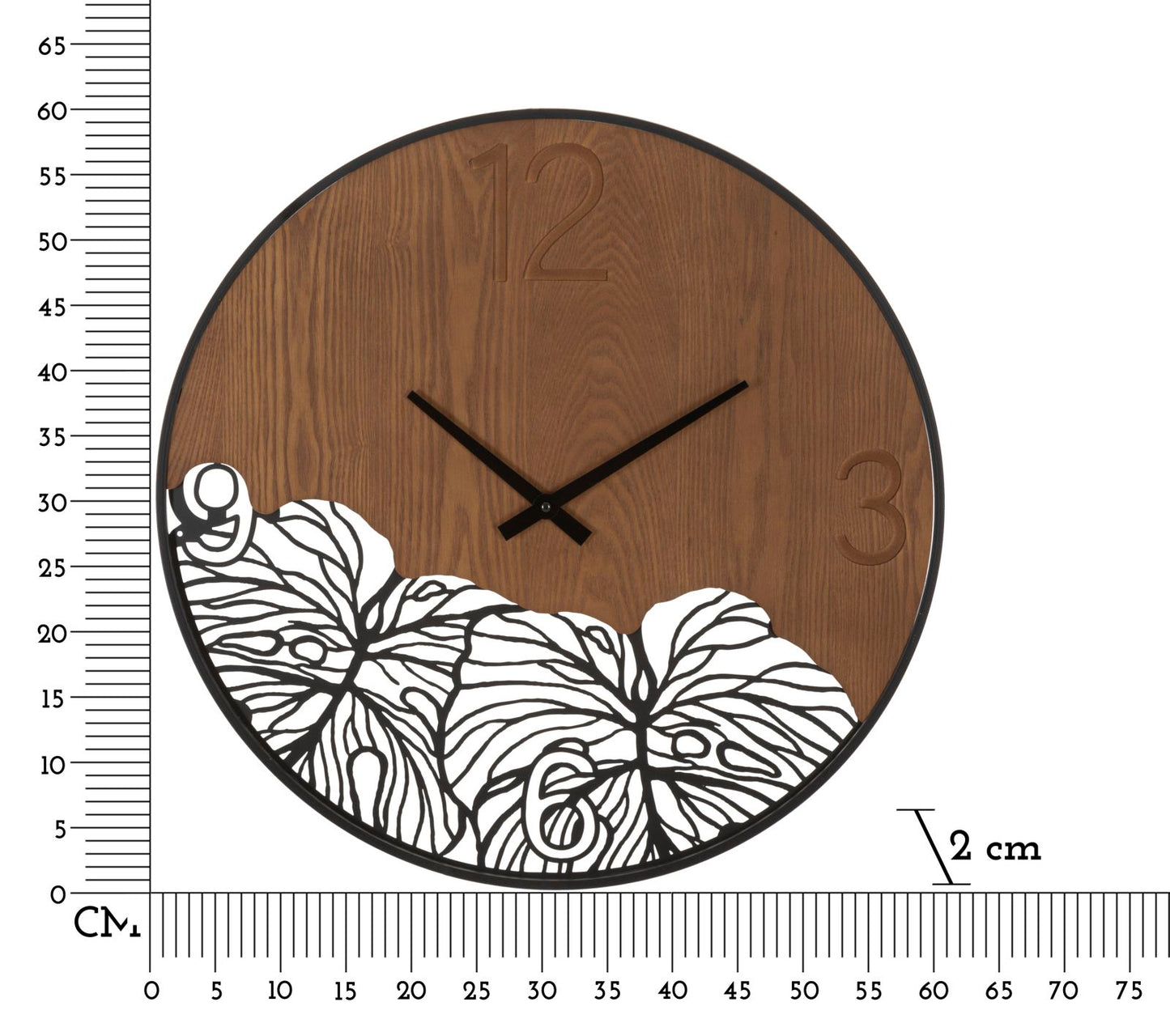 Wandklok Wood/leaf Ø 60×2 cm