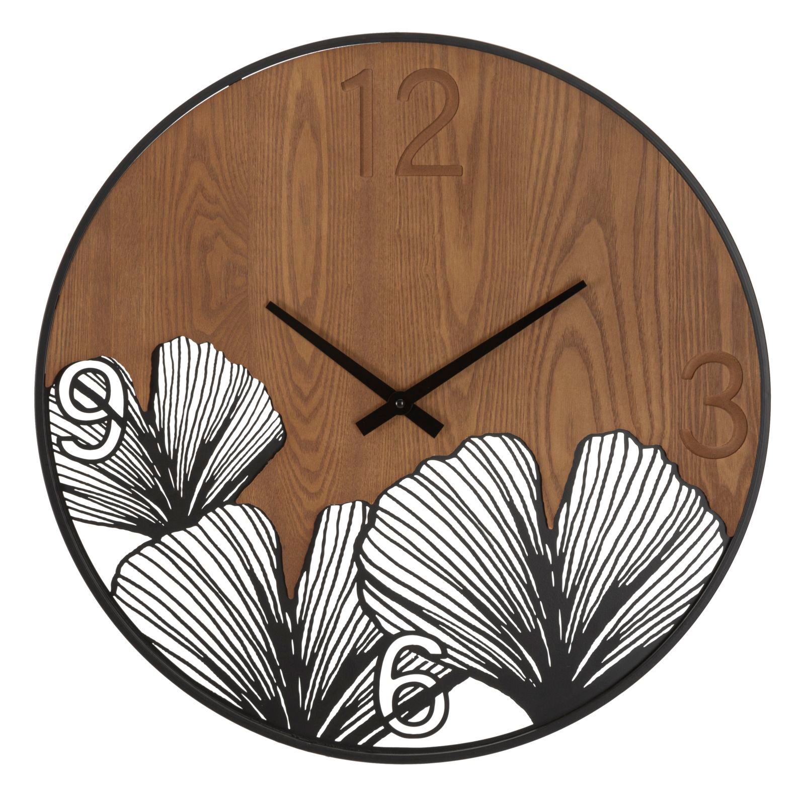 Wandklok Super Wood/leaf Ø 60×2 cm