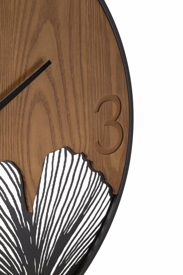Wandklok Super Wood/leaf Ø 60×2 cm