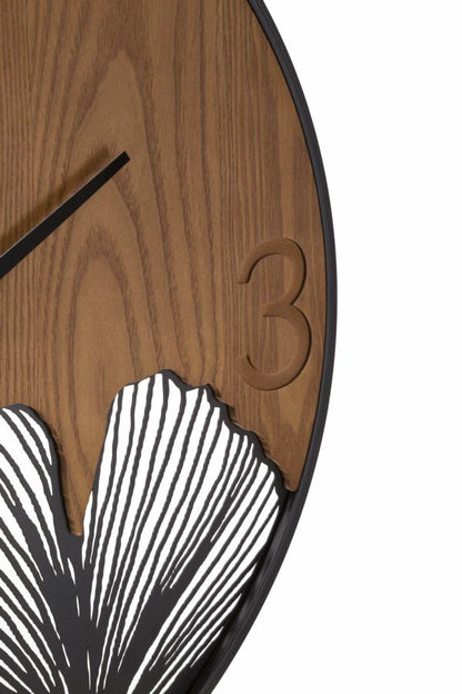 Wandklok Super Wood/leaf Ø 60×2 cm