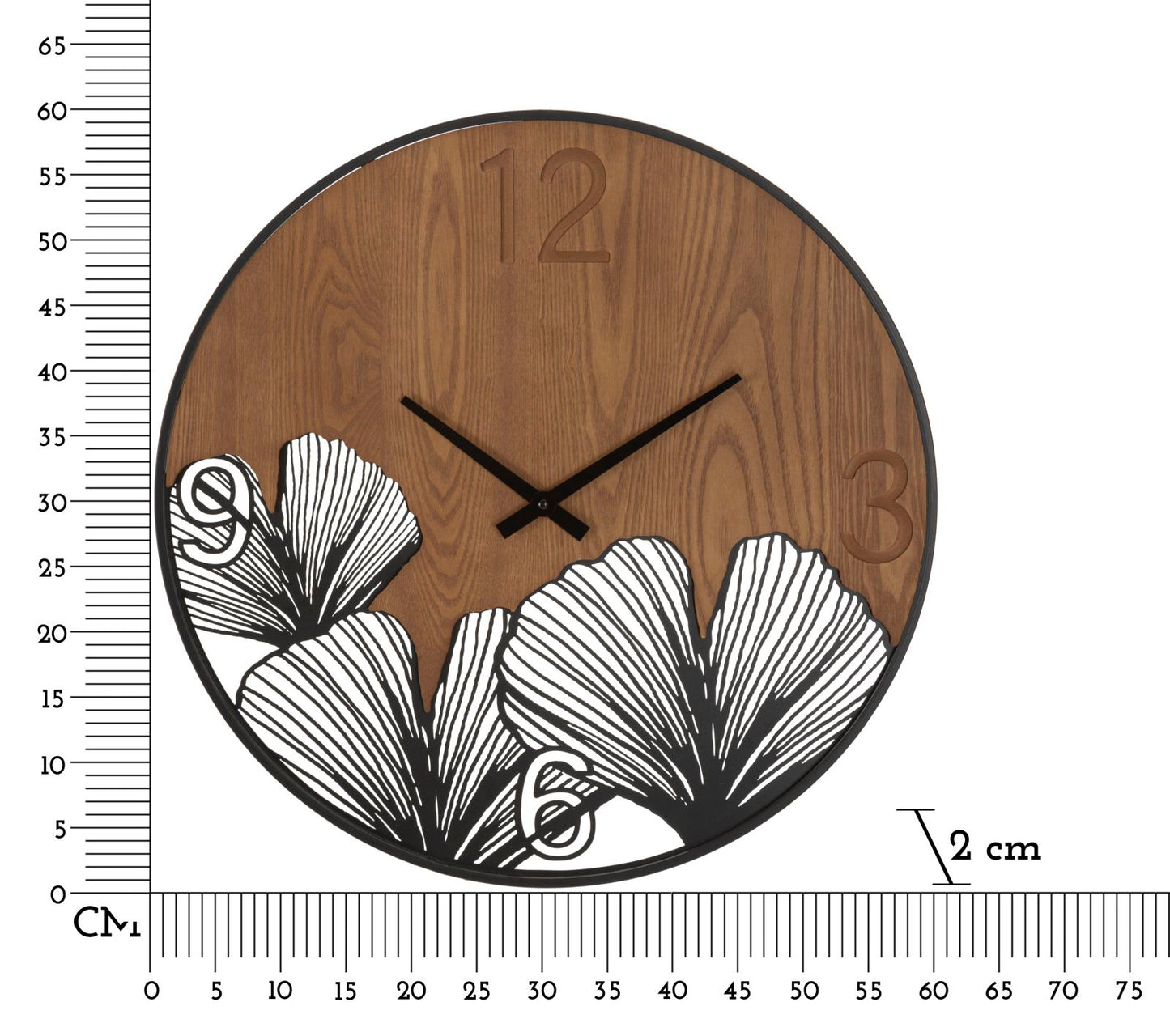 Wandklok Super Wood/leaf Ø 60×2 cm