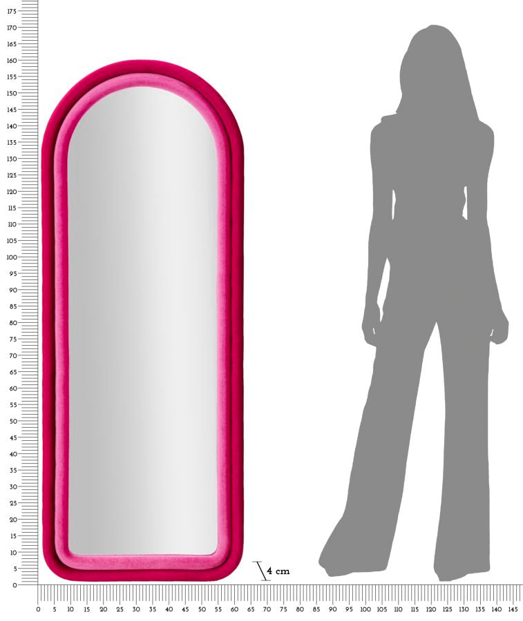 Spiegel Mirroro Cloe Fuxia Velvet 60×4×160 cm
