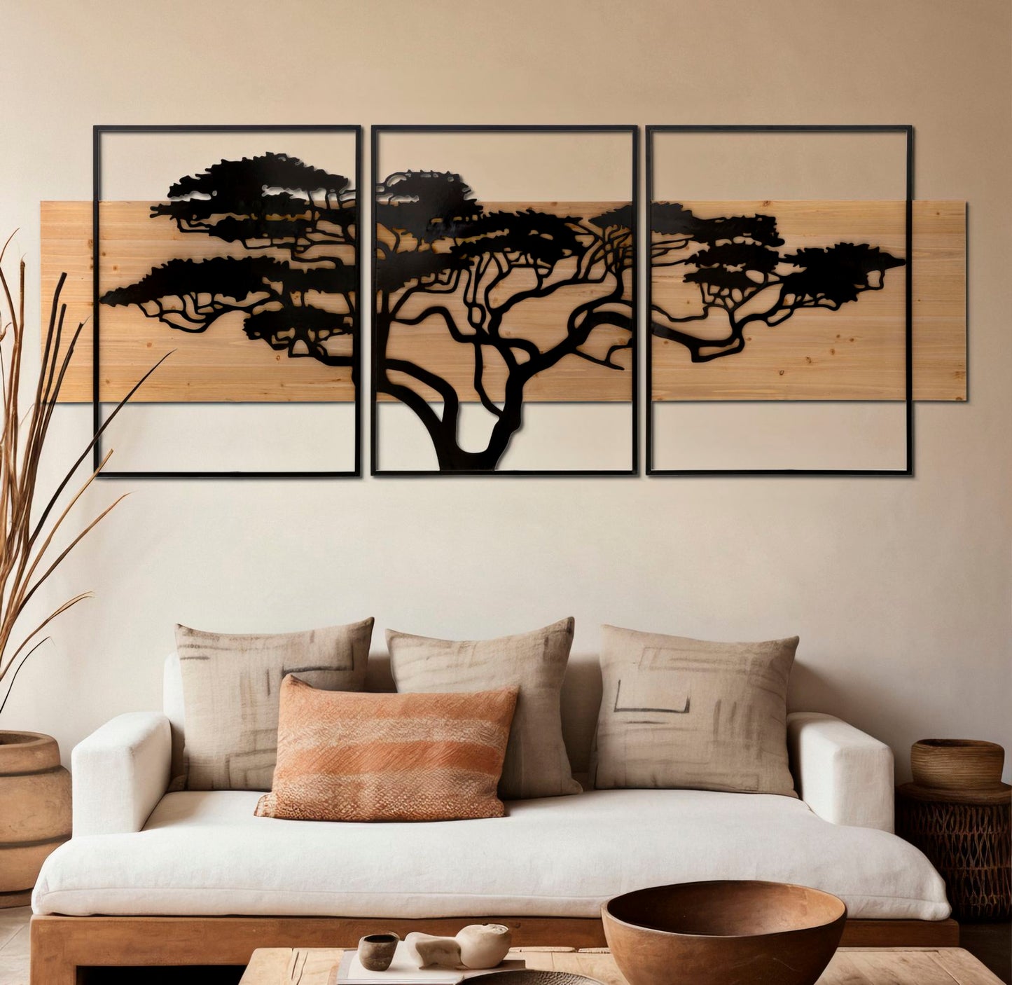 Wandpaneel Lagos Iron & Wood Set 3 Pcs 204×2×80 cm