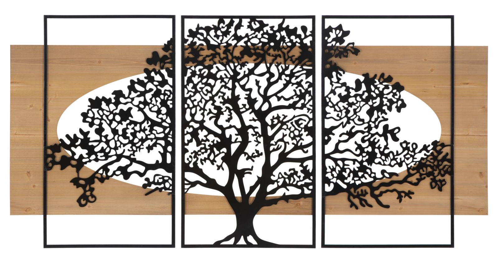 Wandpaneel Tree Iron & Wood Set 3 Pcs 176×2×90 cm