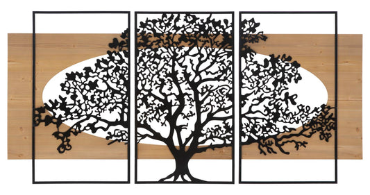 Wandpaneel Tree Iron & Wood Set 3 Pcs 176×2×90 cm