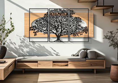 Wandpaneel Tree Iron & Wood Set 3 Pcs 176×2×90 cm