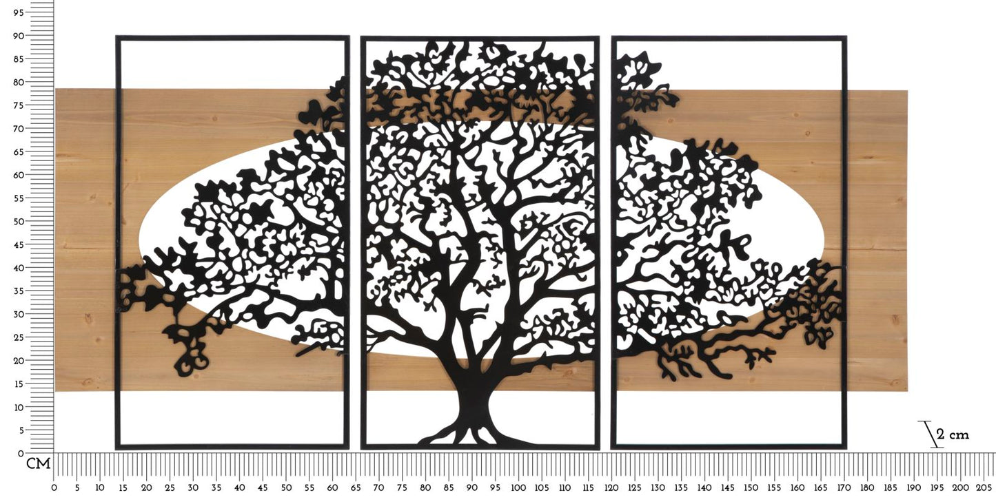 Wandpaneel Tree Iron & Wood Set 3 Pcs 176×2×90 cm