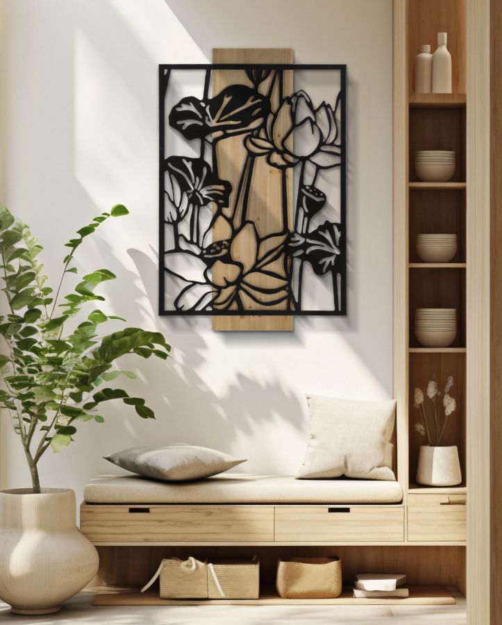 Wandpaneel Lotus Iron & Wood 60×2×90 cm