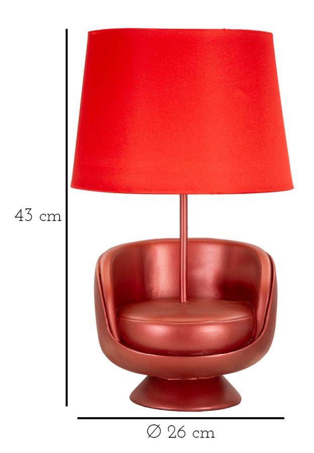 Tafellamp Midcentury Red Ø 26×43 cm