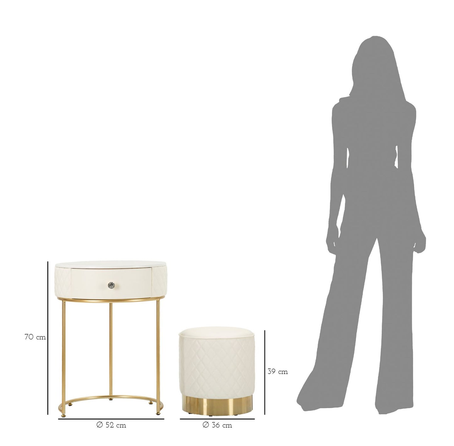 Nachtkastje met kruk Tall Bedside With Stool Sharon Ø 52×70 cm